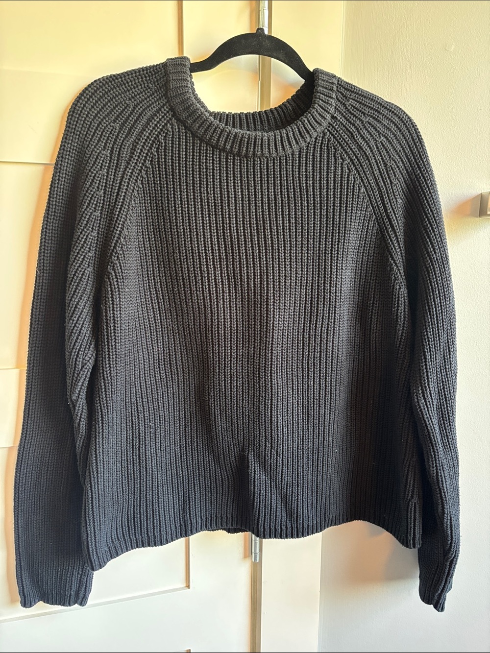 Quince large black 100% Organic Cotton Fisherman Crew Sweater